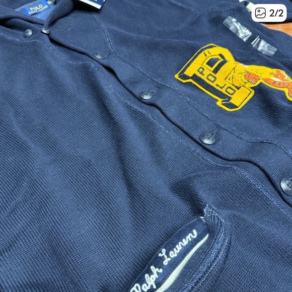 Polo by Ralph Lauren Navy Cardigan with Yellow Accents - Picture 2 of 2